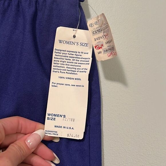 Pendleton Women's Blue Made in USA Pure Virgin Wool Midi Skirt Size 18W NWT - Picture 3 of 8